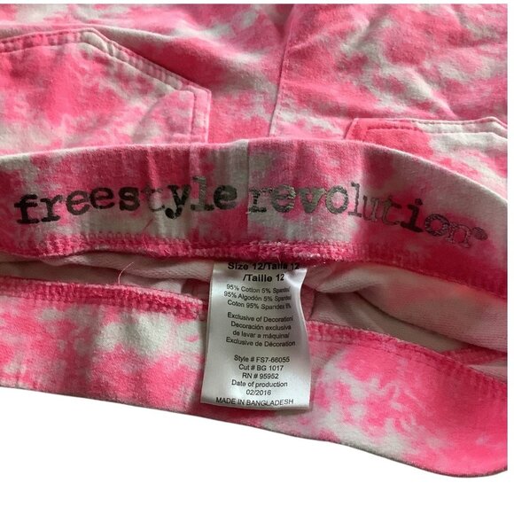 Freestyle Revolution Girls Pink Tie Dye Bermuda Shorts Size 12 Elastic Waist - Picture 3 of 10